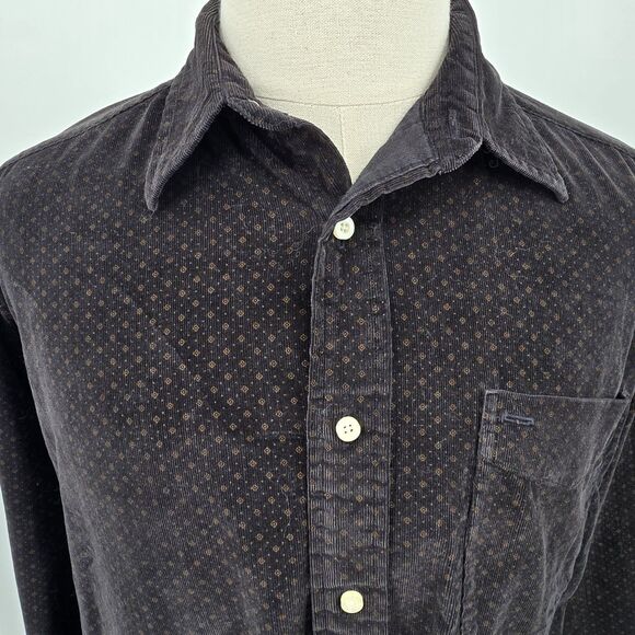 Tommy Hilfiger Other - Tommy Hilfiger Corduroy Button Up Men's Shirt Black w/ Gold Design Men's L